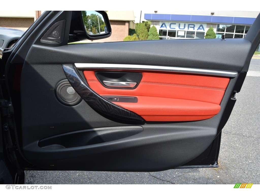 2016 BMW 3 Series 340i xDrive Sedan Coral Red Door Panel Photo #116191103