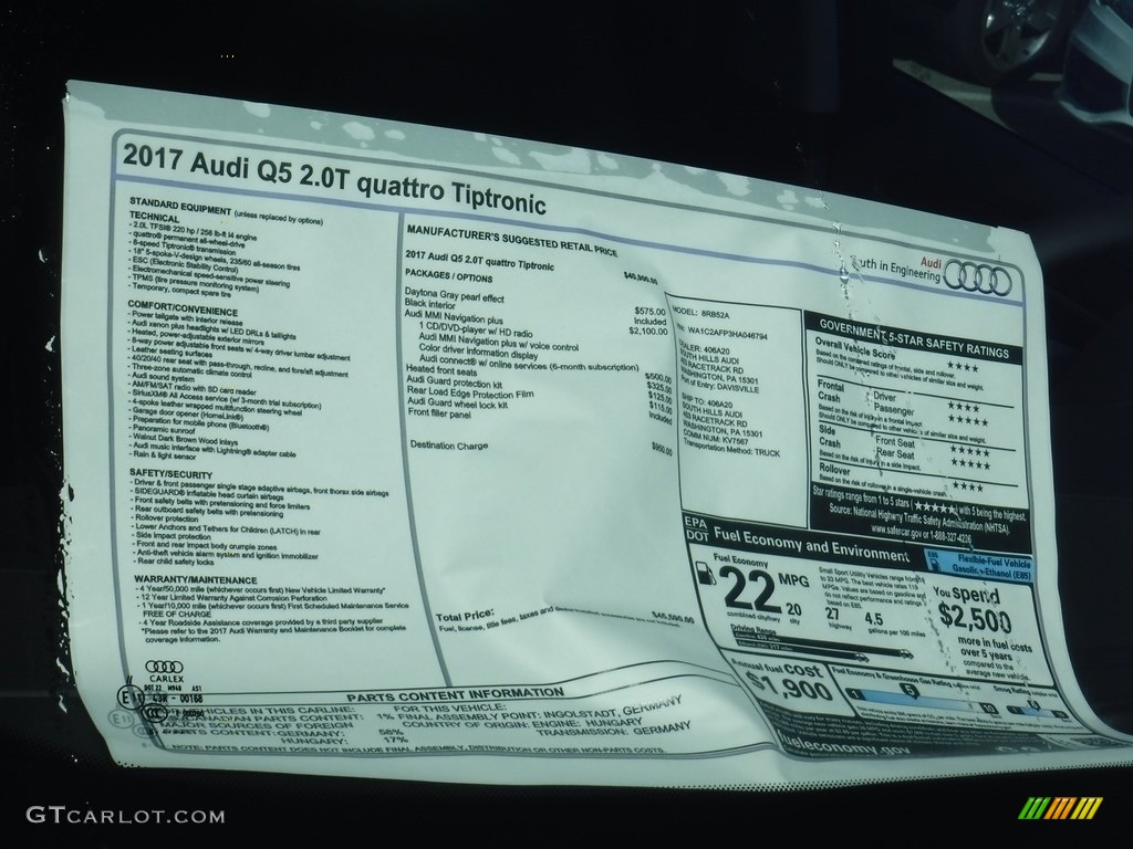 2017 Q5 2.0 TFSI Premium quattro - Daytona Gray Pearl / Black photo #9
