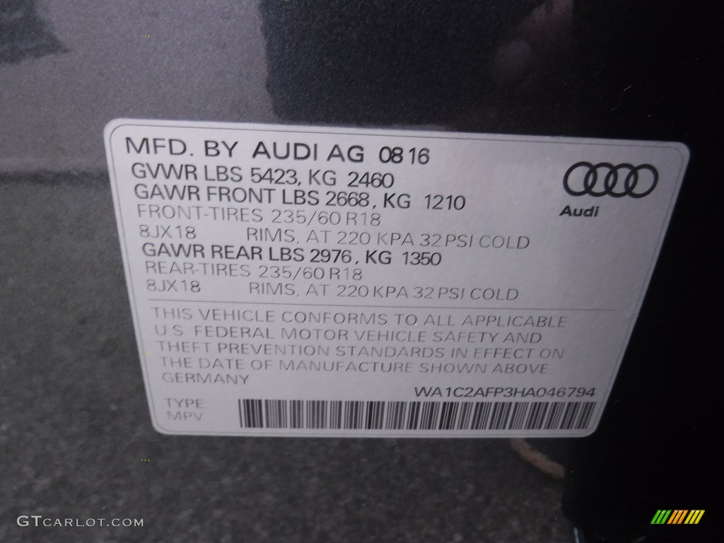 2017 Q5 2.0 TFSI Premium quattro - Daytona Gray Pearl / Black photo #40