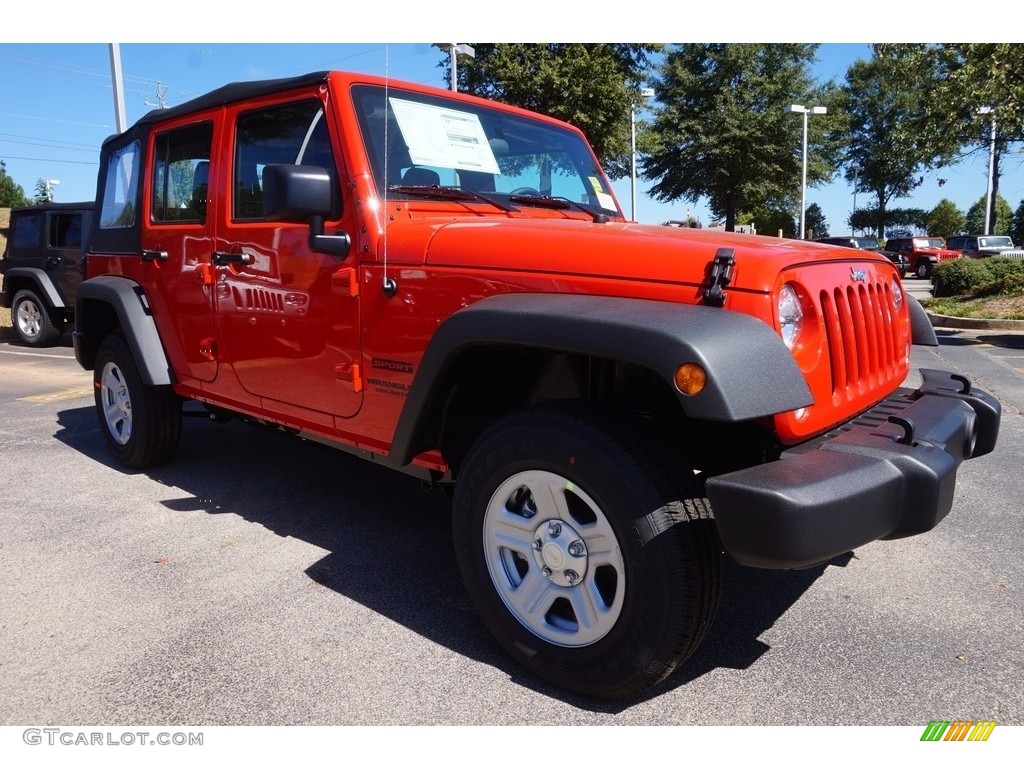 Firecracker Red 2017 Jeep Wrangler Unlimited Sport 4x4 Exterior Photo #116197212