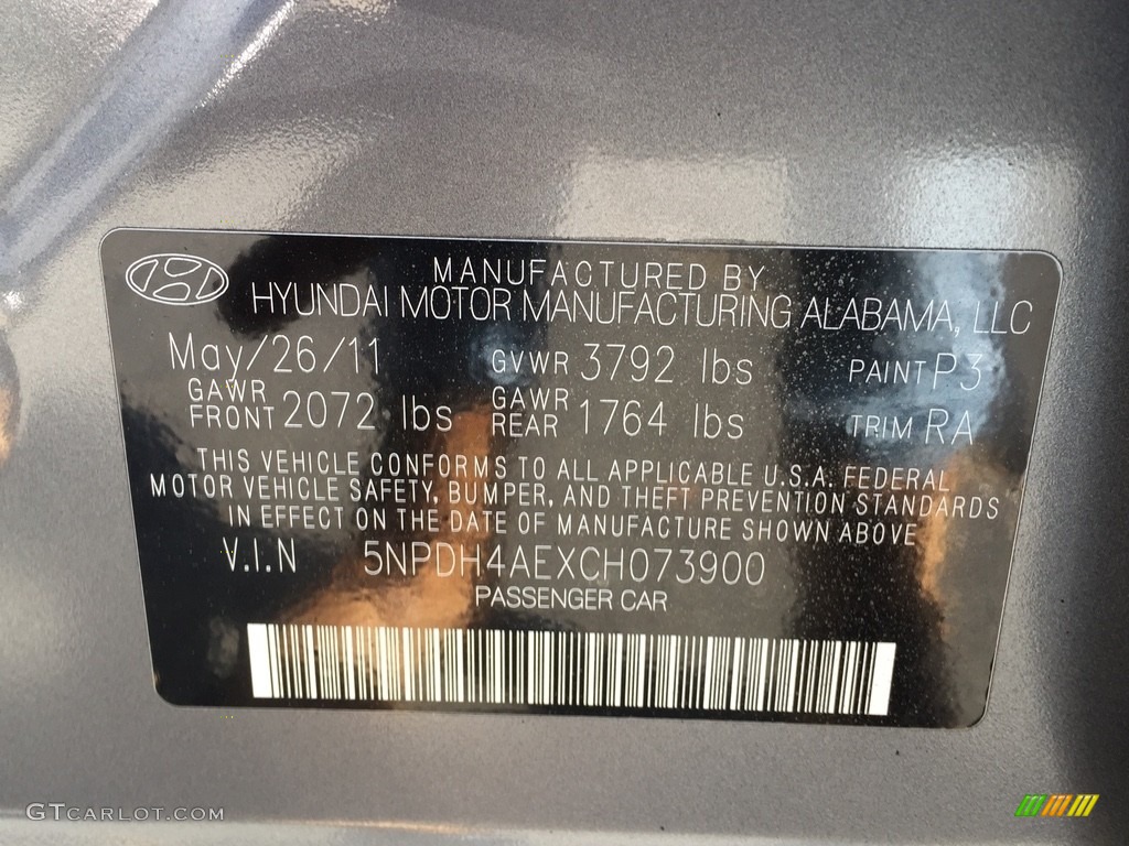 2012 Elantra GLS - Harbor Gray Metallic / Gray photo #29