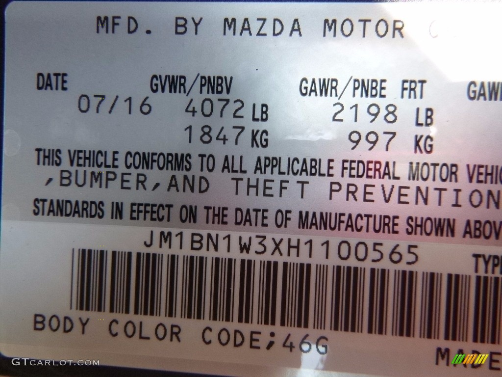 2017 MAZDA3 Color Code 46G for Machine Gray Metallic Photo #116210136