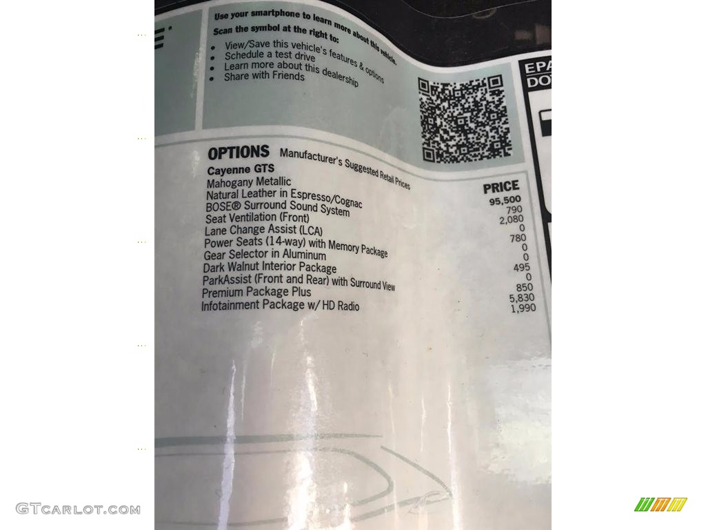 2016 Porsche Cayenne GTS Window Sticker Photo #116218464