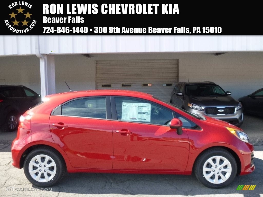 2017 Rio LX 5 Door - Signal Red / Black photo #1