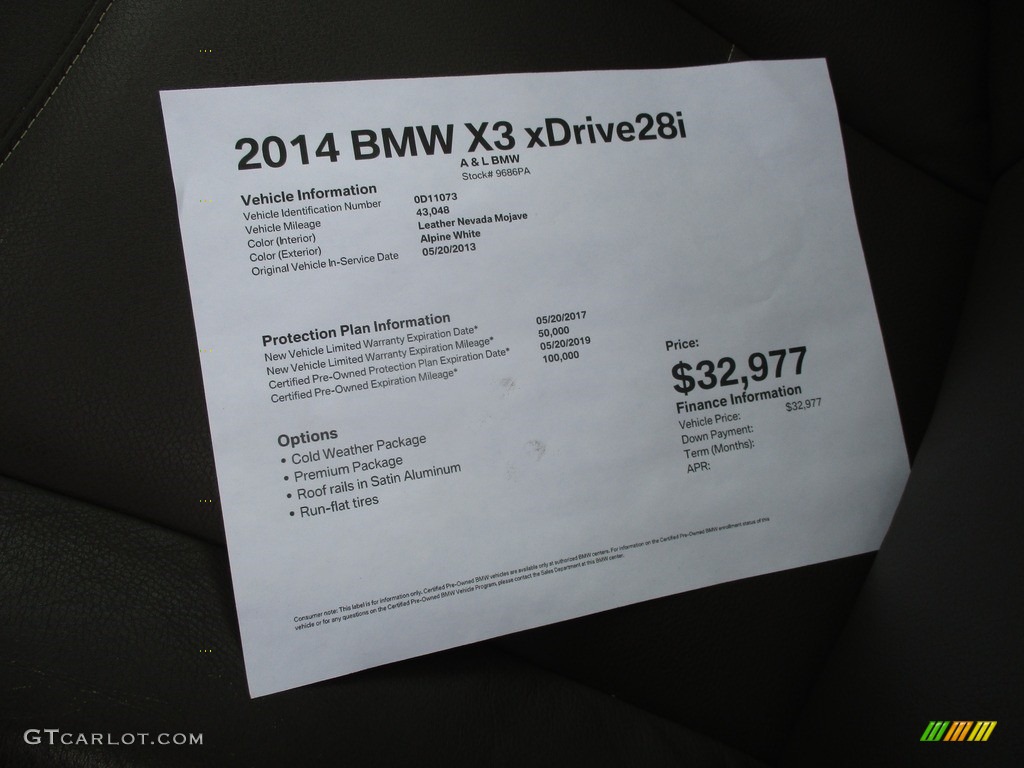 2014 X3 xDrive28i - Alpine White / Mojave photo #12