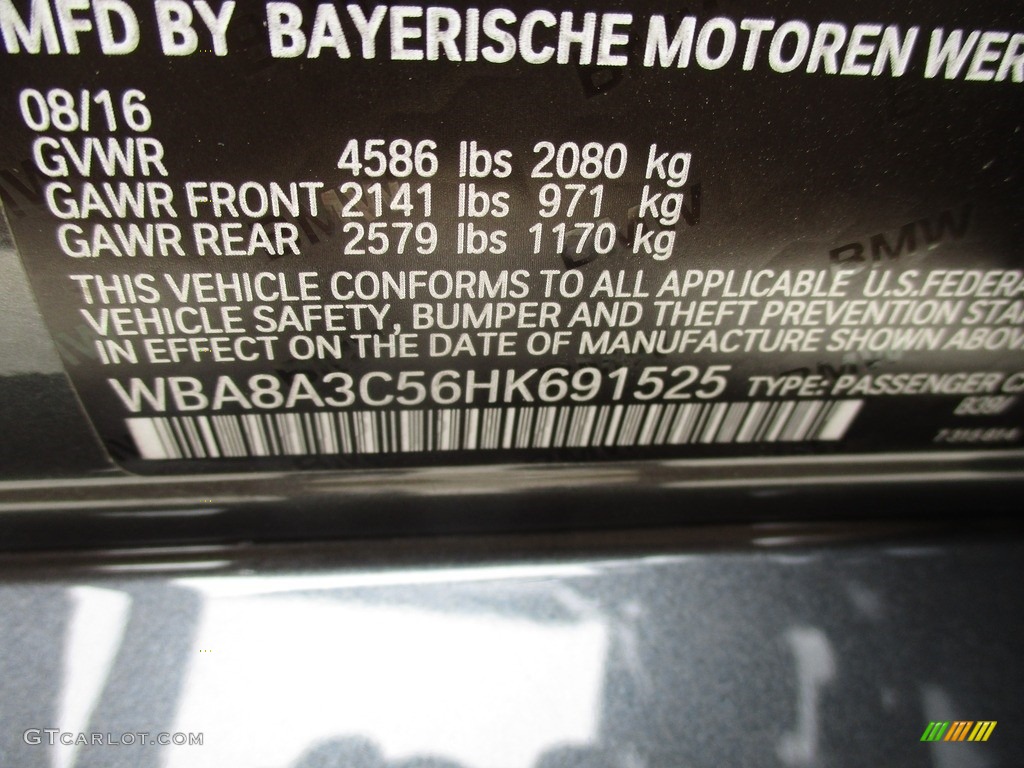 2017 3 Series 320i xDrive Sedan - Mineral Grey Metallic / Black photo #19