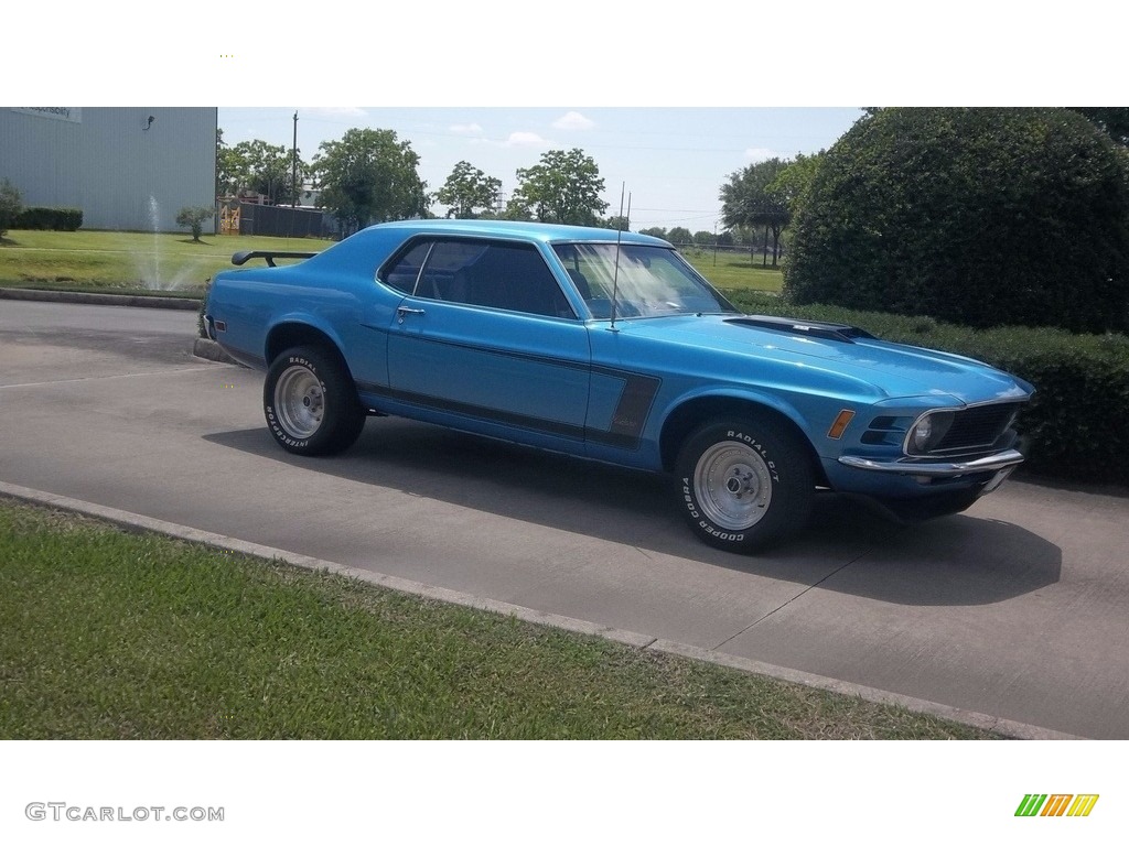 Acapulco Blue Metallic 1970 Ford Mustang Coupe Exterior Photo #116242088