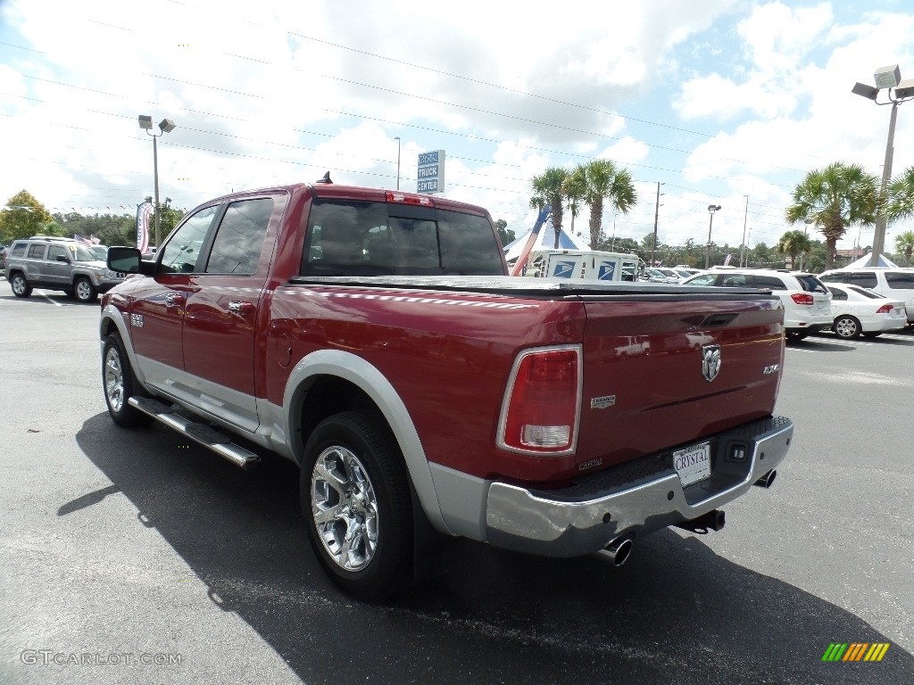 2013 1500 Laramie Crew Cab 4x4 - Deep Cherry Red Pearl / Canyon Brown/Light Frost Beige photo #3