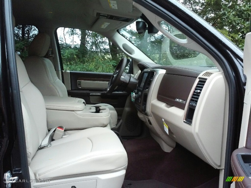 2017 1500 Laramie Crew Cab 4x4 - Brilliant Black Crystal Pearl / Canyon Brown/Light Frost Beige photo #12