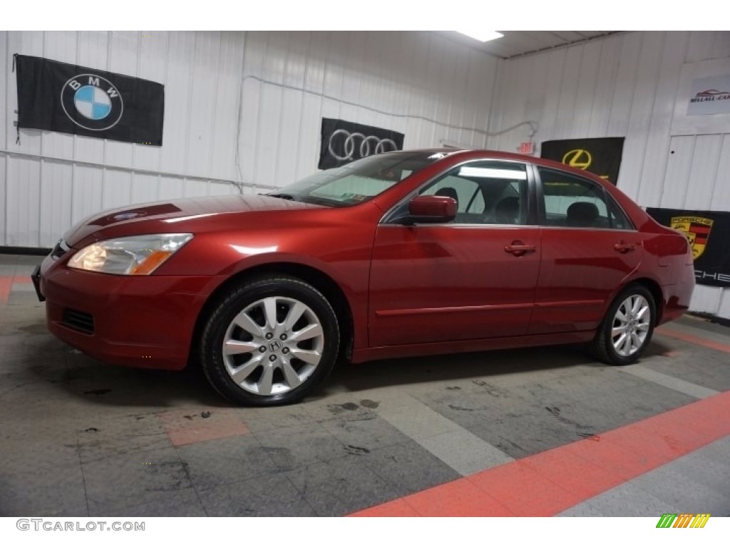 2007 Accord EX-L V6 Sedan - Moroccan Red Pearl / Gray photo #2