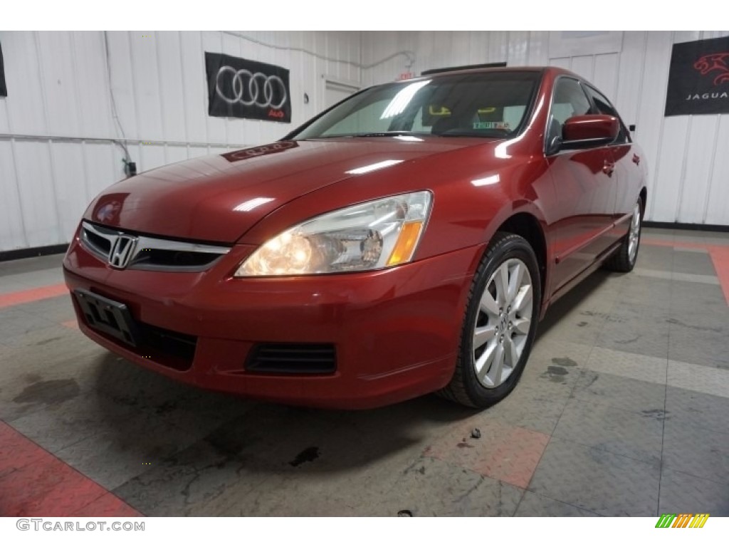2007 Accord EX-L V6 Sedan - Moroccan Red Pearl / Gray photo #3