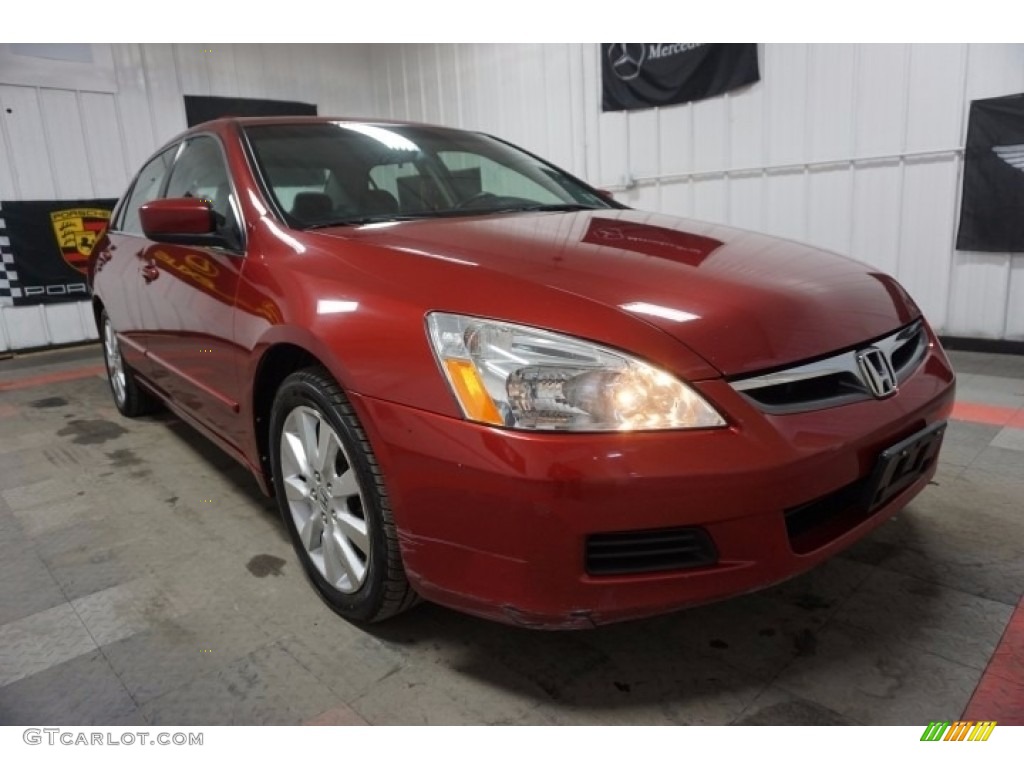 2007 Accord EX-L V6 Sedan - Moroccan Red Pearl / Gray photo #5