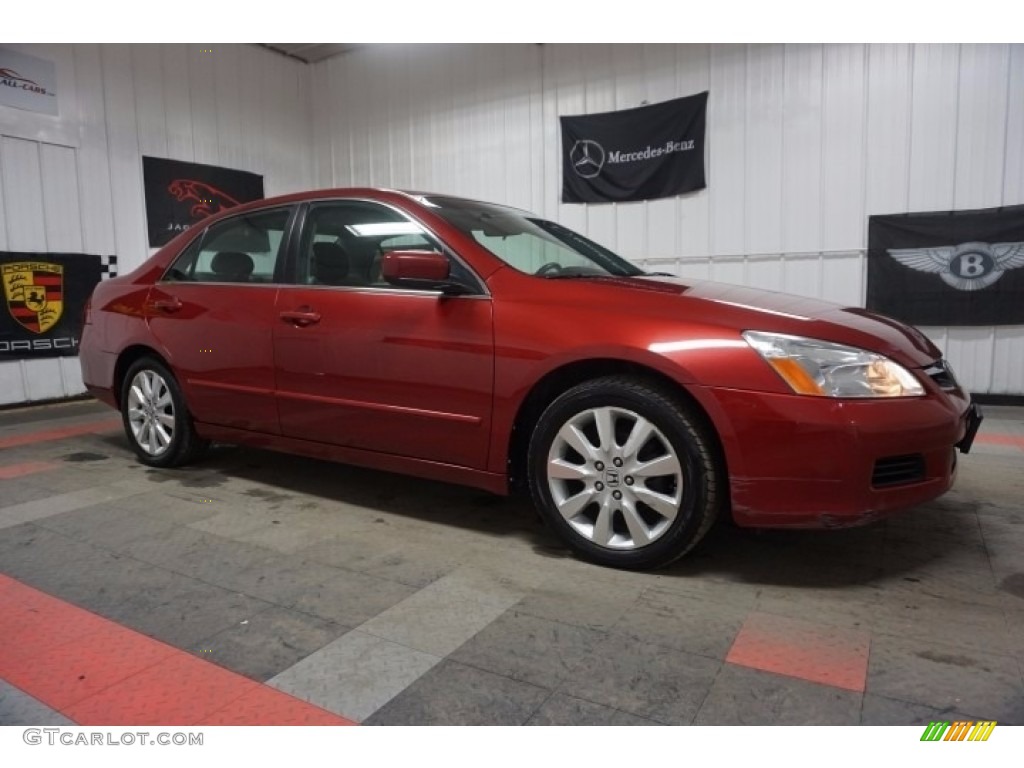 2007 Accord EX-L V6 Sedan - Moroccan Red Pearl / Gray photo #6