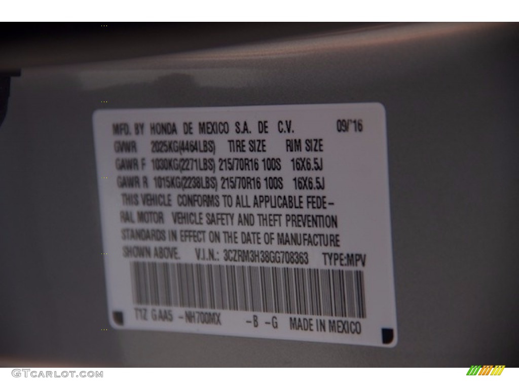 2016 CR-V LX - Alabaster Silver Metallic / Gray photo #17