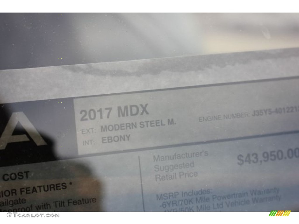 2017 MDX  - Modern Steel Metallic / Ebony photo #53
