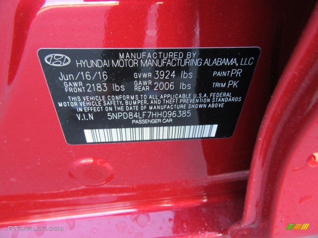 2017 Elantra SE - Red / Gray photo #31