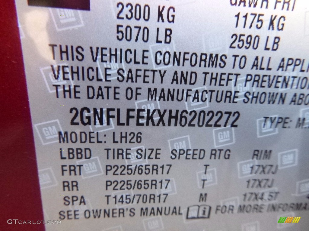 2017 Equinox LT AWD - Siren Red Tintcoat / Jet Black photo #14