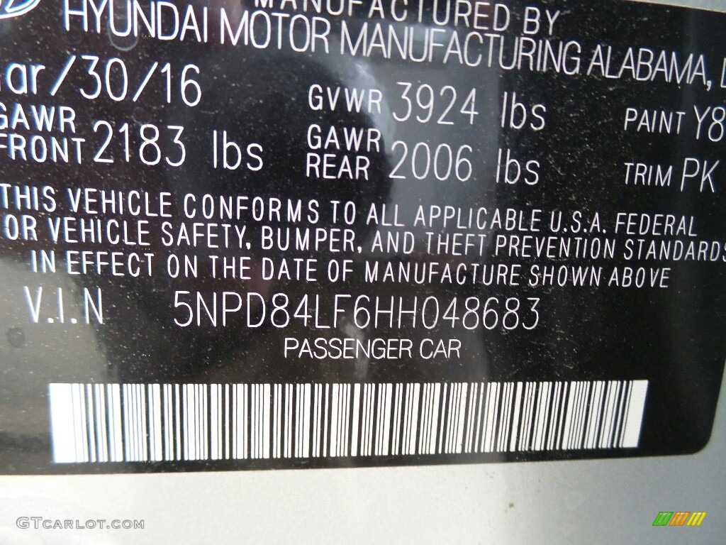 2017 Elantra SE - Silver / Gray photo #9