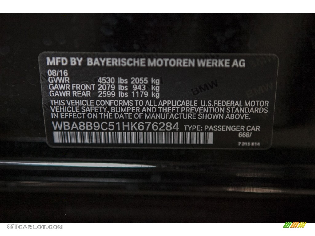 2017 3 Series Color Code 668 for Jet Black Photo #116295696