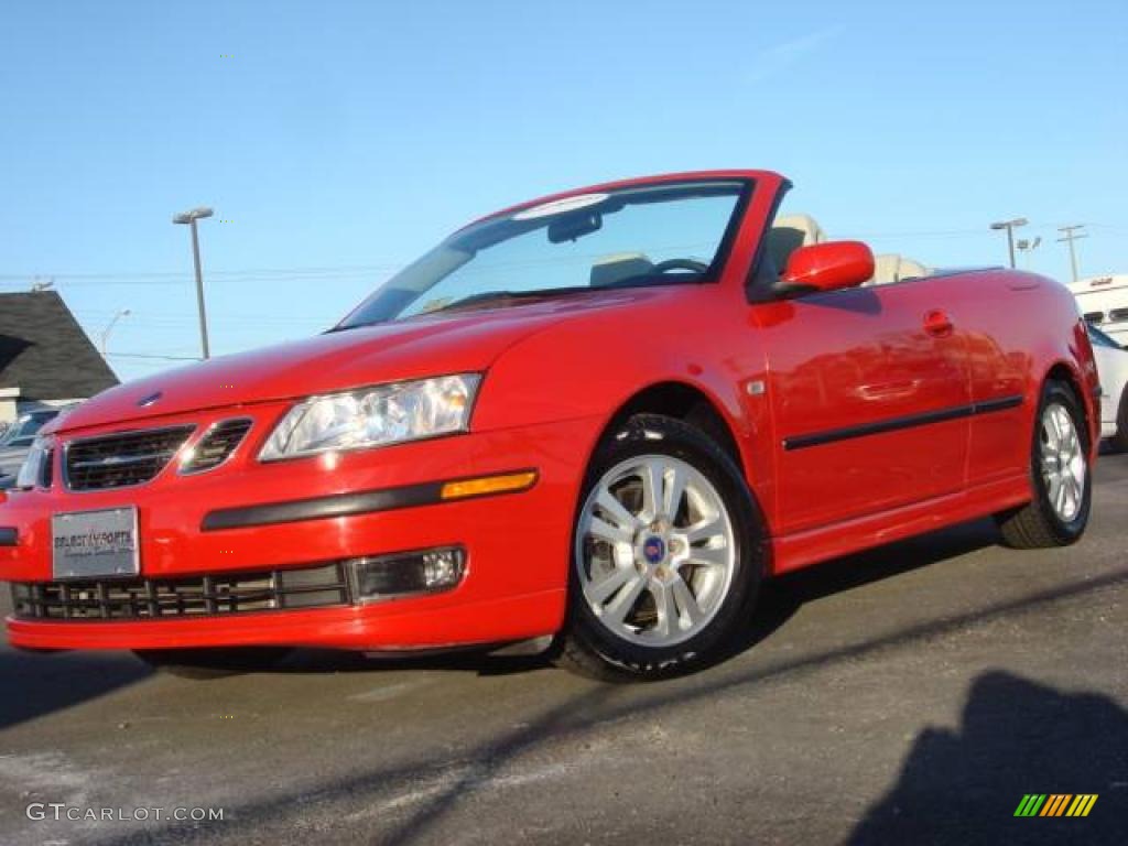 2006 9-3 2.0T Convertible - Laser Red / Parchment photo #1