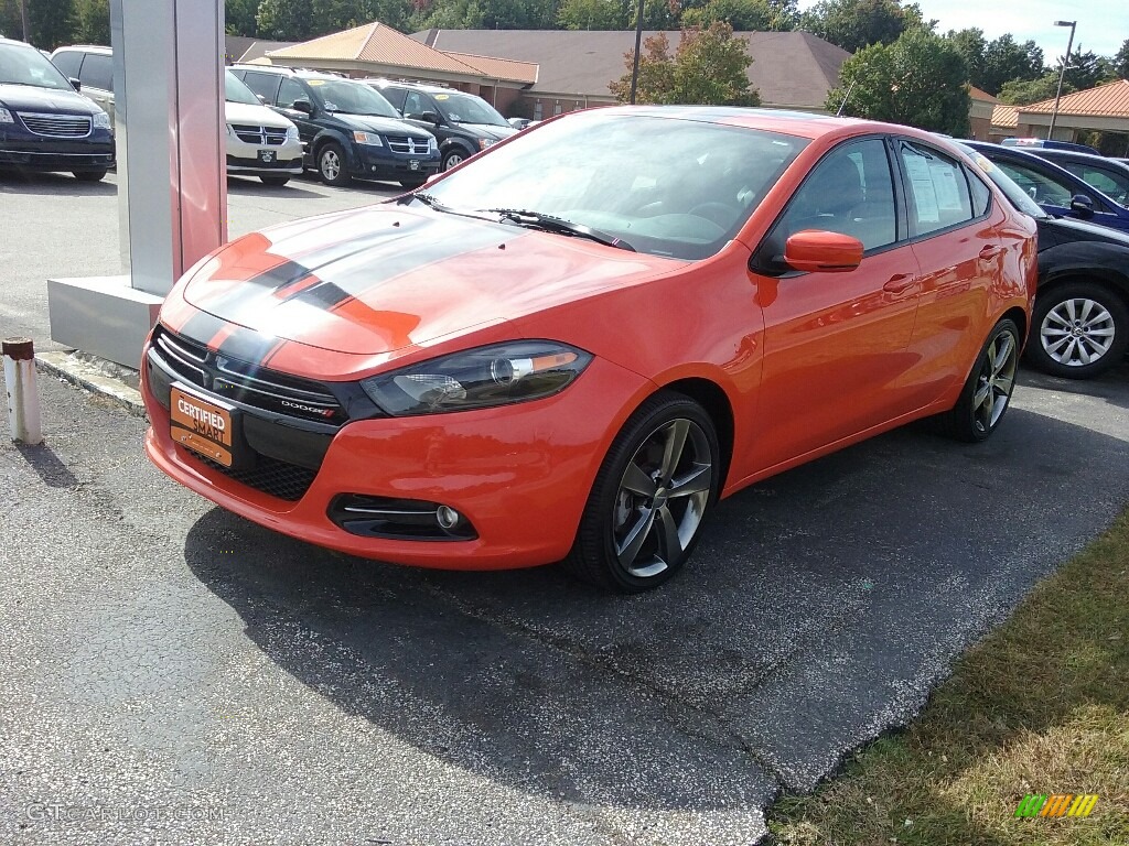 2015 Dart GT - Vitamin C / Black/Ruby Red Accent Stitching photo #2
