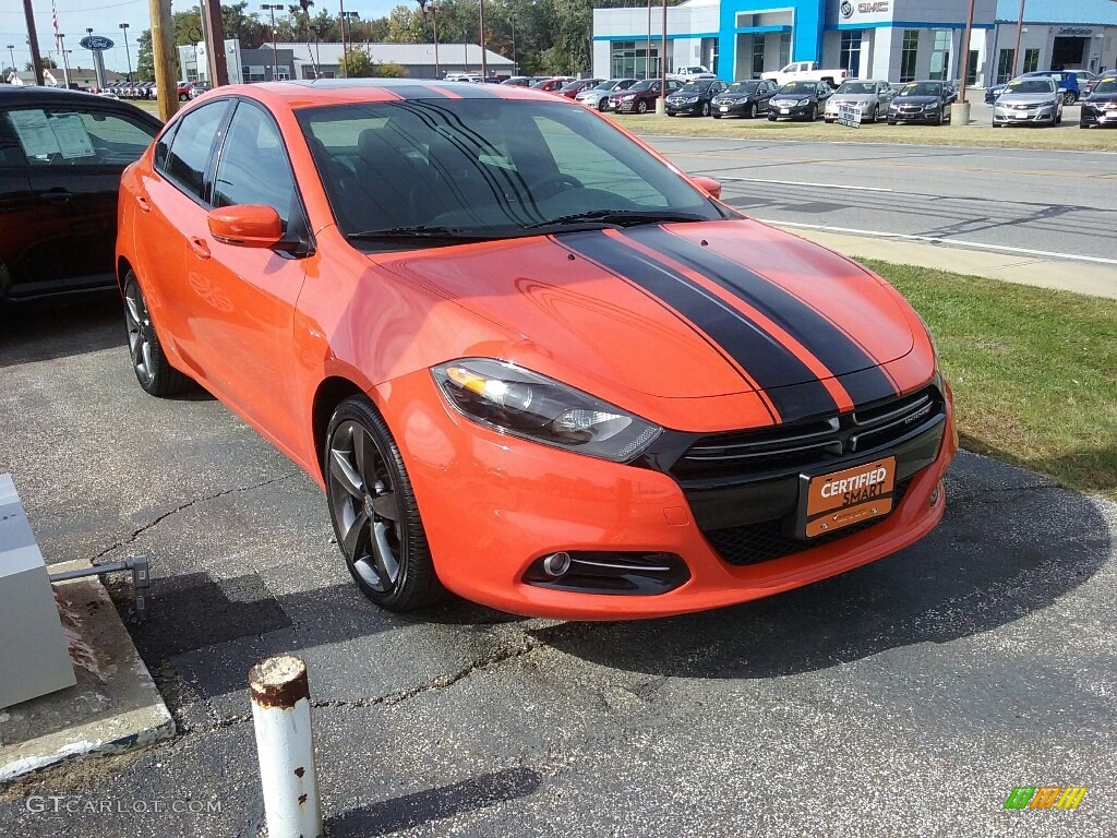 2015 Dart GT - Vitamin C / Black/Ruby Red Accent Stitching photo #4