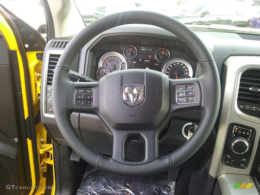 2017 Ram 1500 Big Horn Crew Cab 4x4 Black/Diesel Gray Steering Wheel Photo #116309436