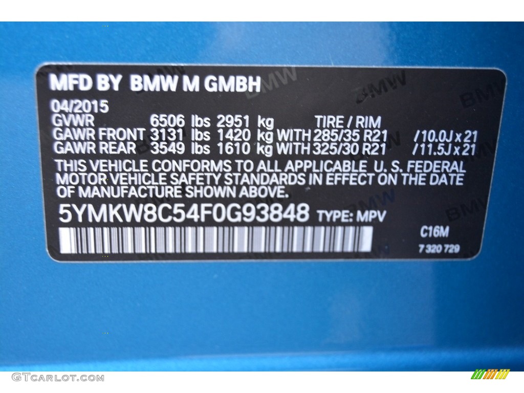 2015 X6 M Color Code C16M for Long Beach Blue Metallic Photo #116315186