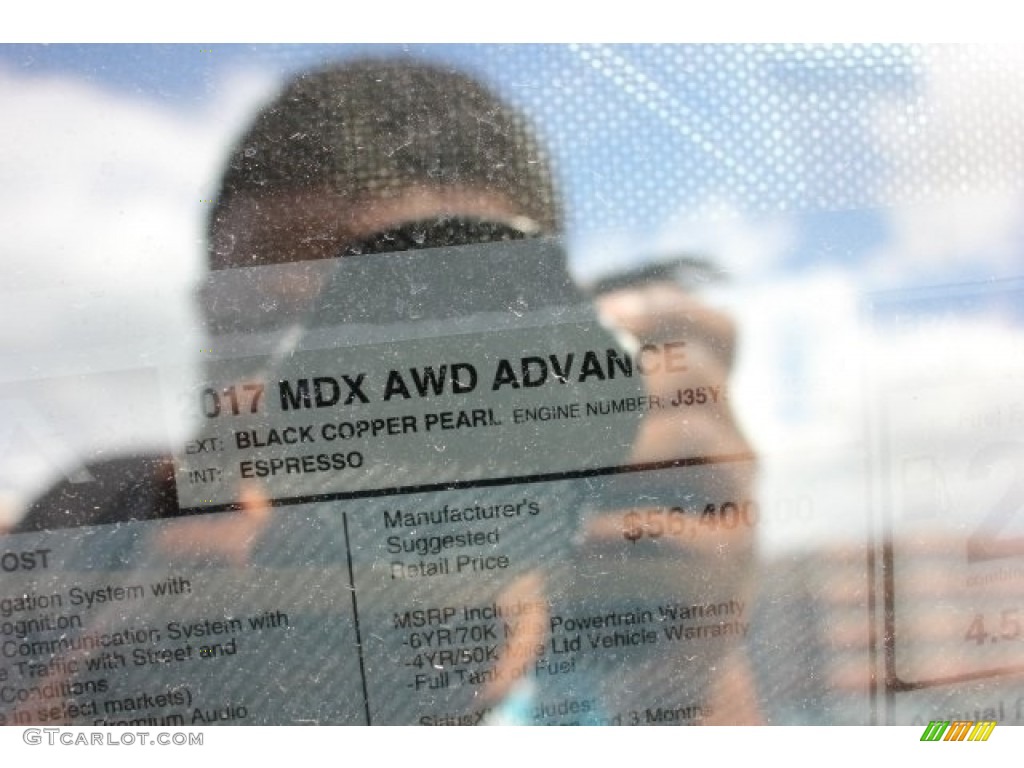 2017 Acura MDX Advance SH-AWD Window Sticker Photo #116330300