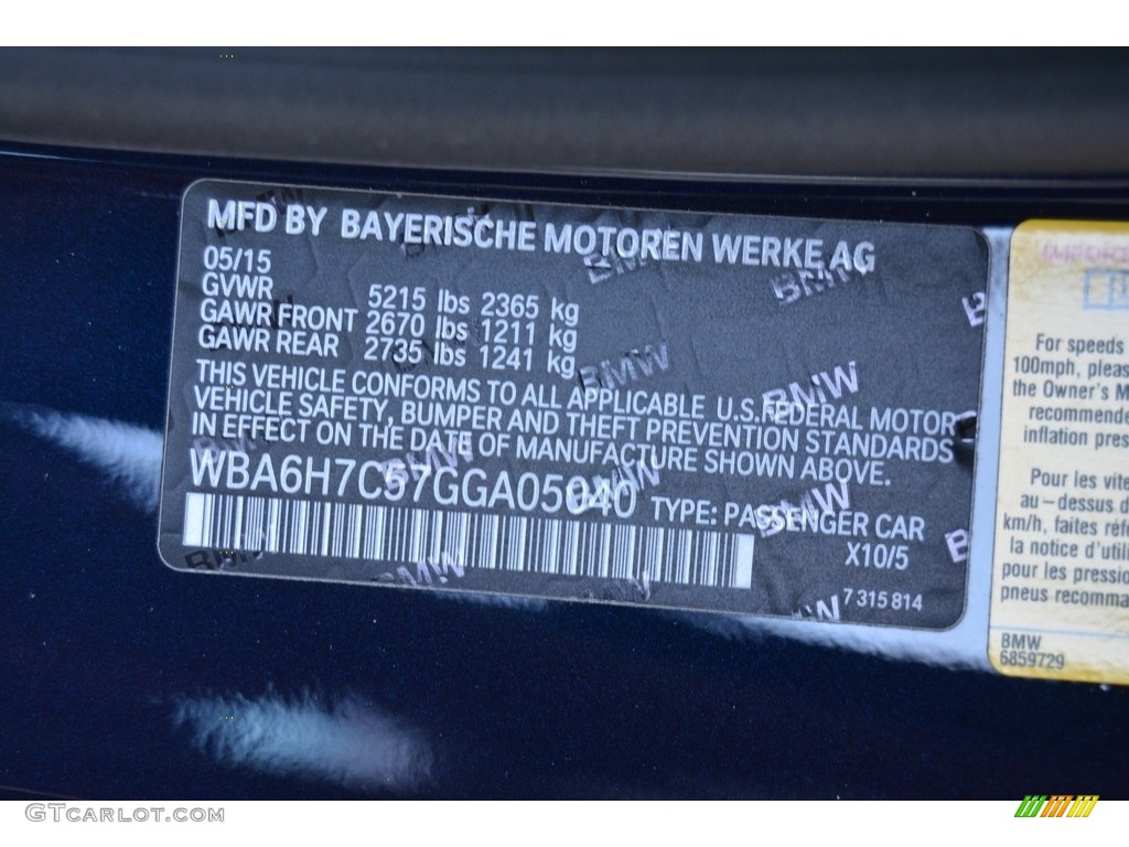 2016 BMW 6 Series 650i xDrive Coupe Color Code Photos