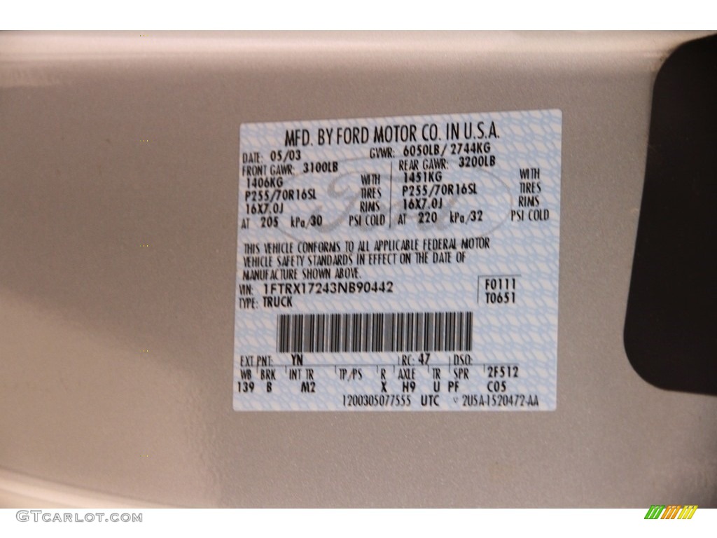 2003 F150 XL SuperCab - Silver Metallic / Medium Graphite Grey photo #14