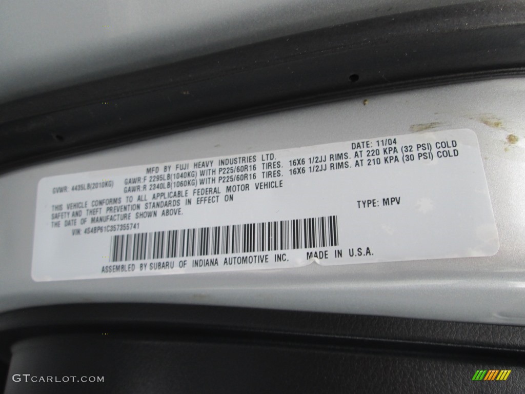 2005 Outback 2.5i Wagon - Brilliant Silver Metallic / Off Black photo #28