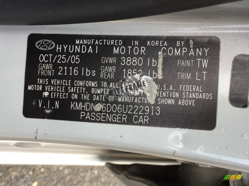 2006 Elantra GLS Sedan - Sterling Silver / Gray photo #26