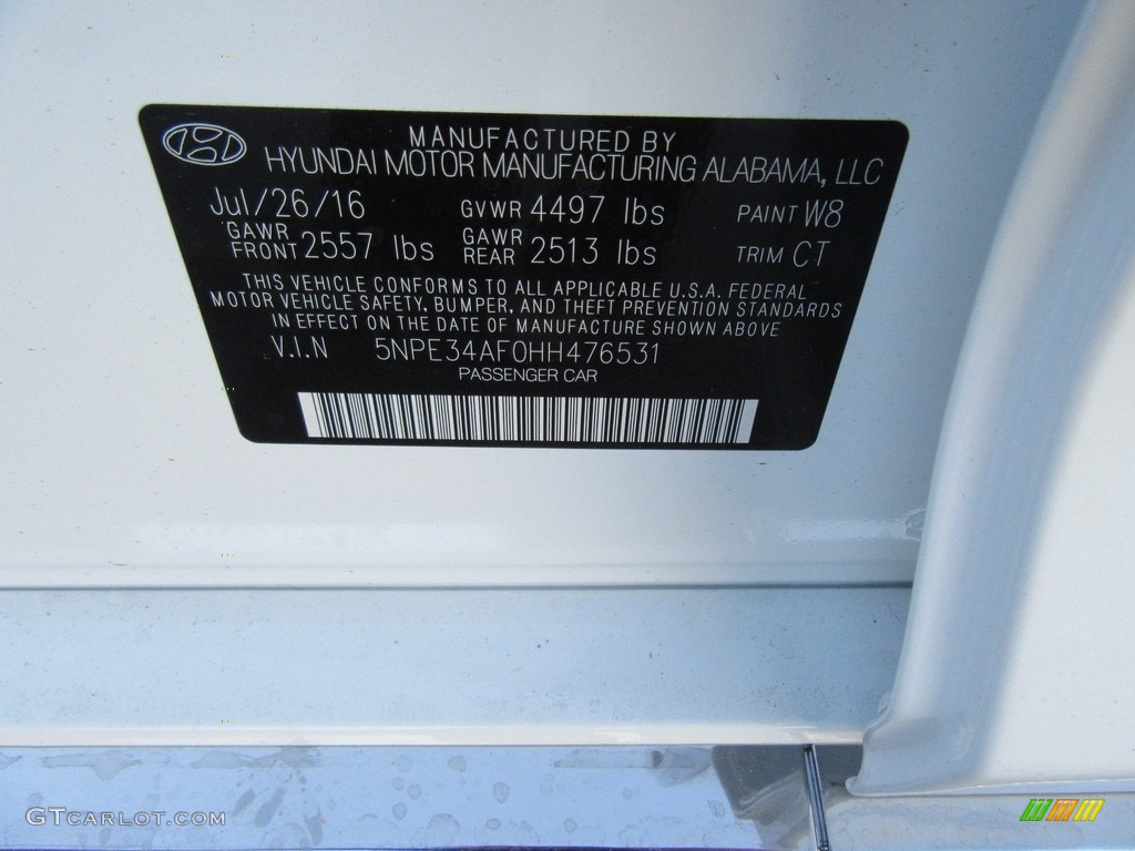 2017 Sonata Sport - Quartz White Pearl / Black photo #35