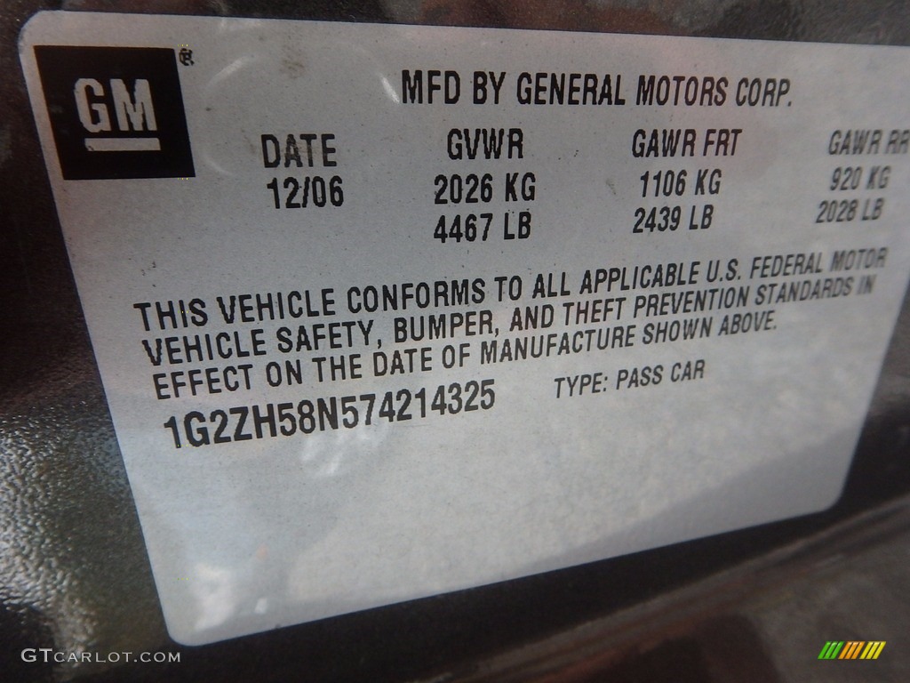 2007 G6 GT Sedan - Granite Metallic / Ebony photo #14