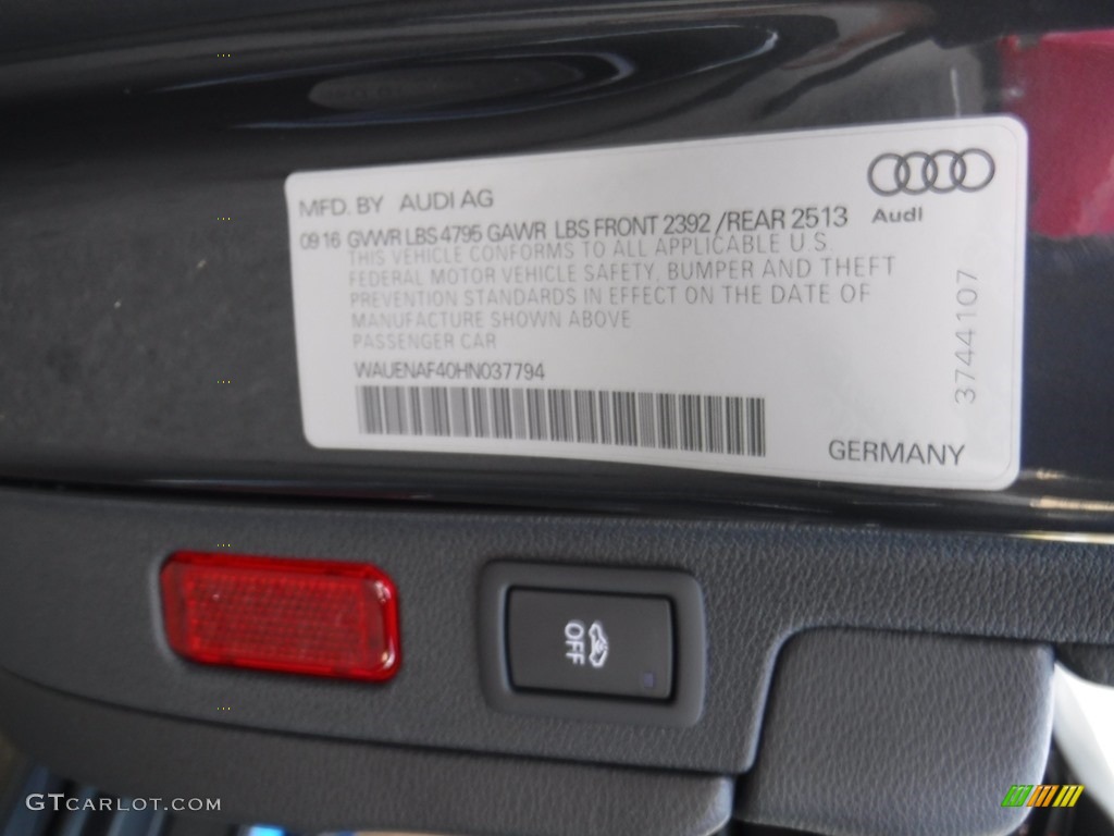 2017 A4 2.0T Premium Plus quattro - Manhattan Gray Metallic / Black photo #45
