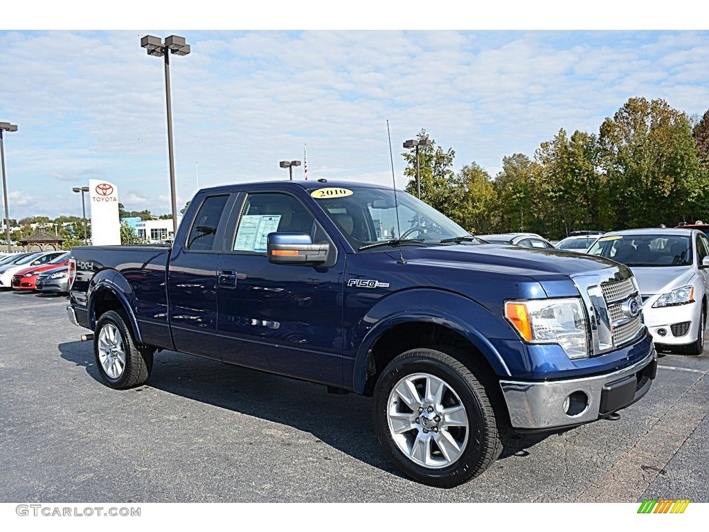 2010 F150 XLT SuperCab 4x4 - Dark Blue Pearl Metallic / Tan photo #1