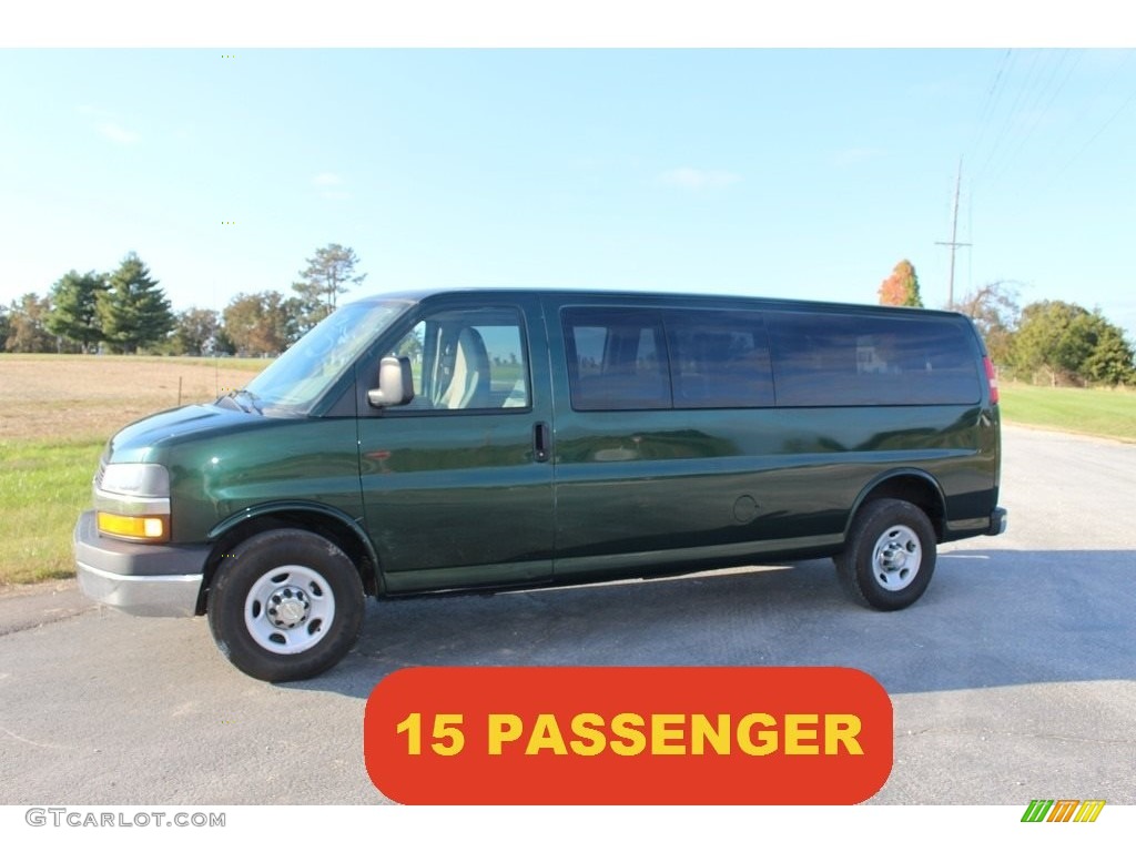 2011 Express LT 3500 Extended Passenger Van - Dark Green Metallic / Medium Pewter photo #1