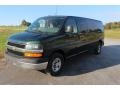 Dark Green Metallic 2011 Chevrolet Express LT 3500 Extended Passenger Van Exterior