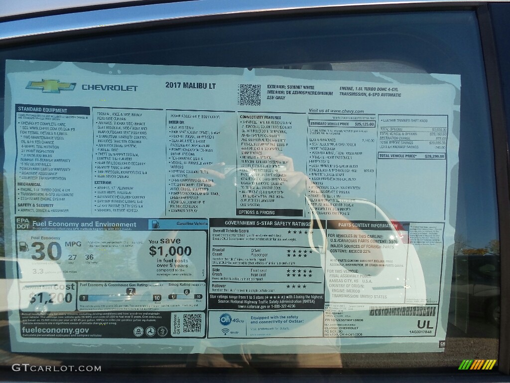 2017 Malibu LT - Summit White / Dark Atmosphere/Medium Ash Gray photo #4