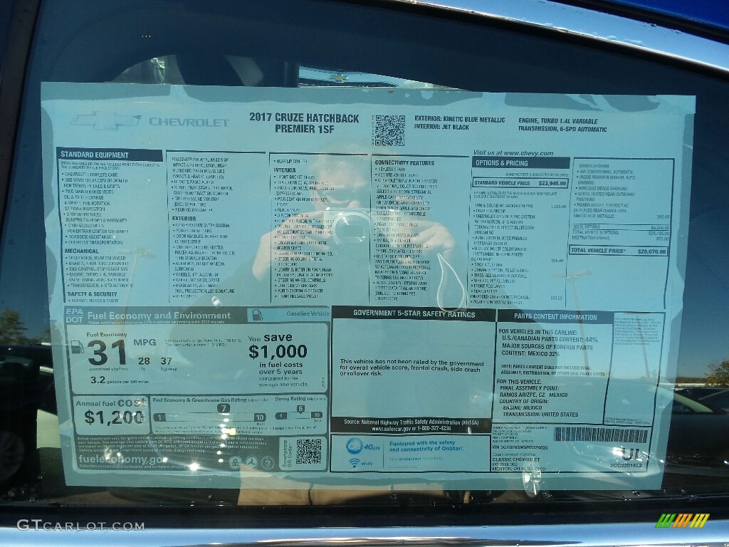 2017 Chevrolet Cruze Premier Window Sticker Photos