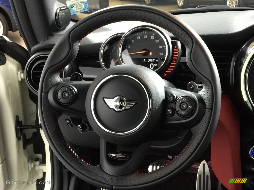 2017 Mini Convertible Cooper S Double Stripe Carbon Black Steering Wheel Photo #116388542