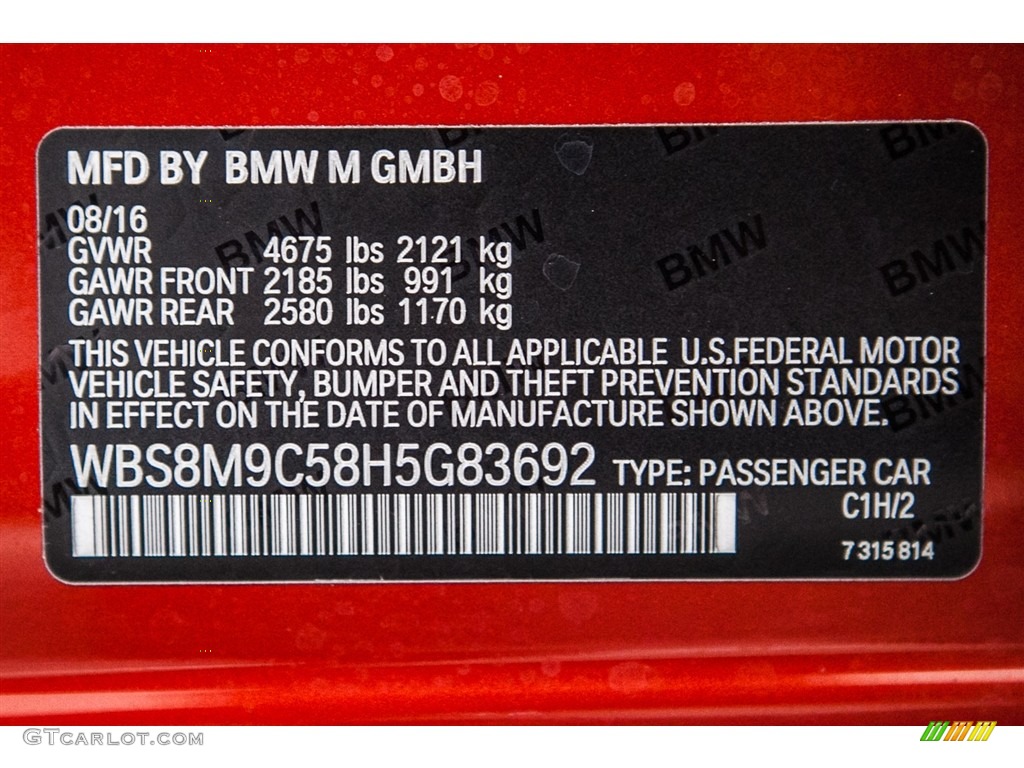 2017 M3 Color Code C1H for Sakhir Orange II Metallic Photo #116403904