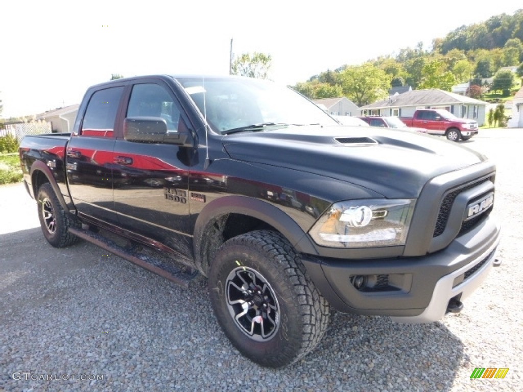 2017 1500 Rebel Crew Cab 4x4 - Brilliant Black Crystal Pearl / Rebel Theme Red/Black photo #11