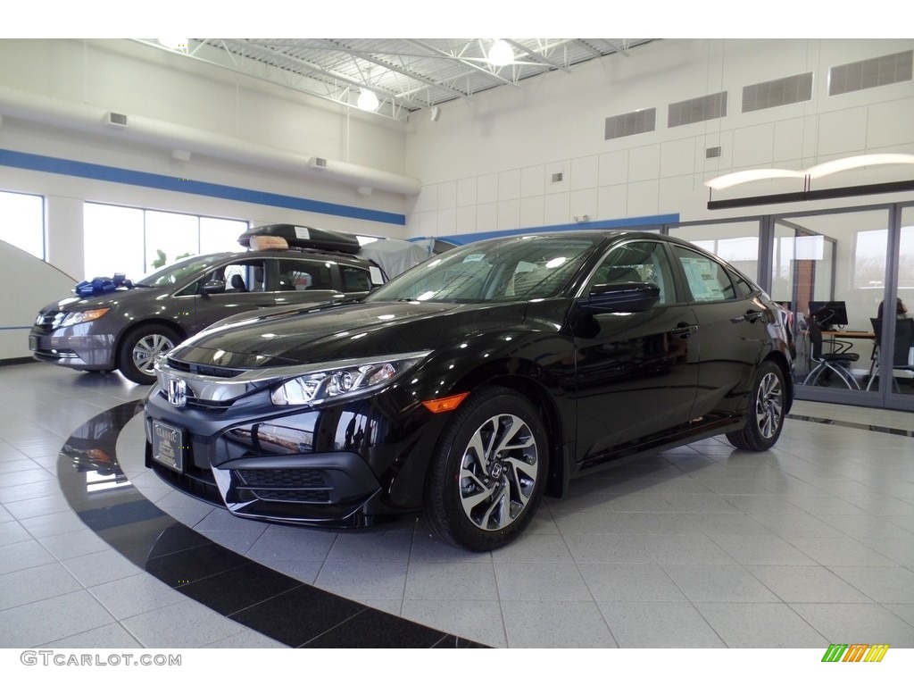 2016 Civic EX Sedan - Crystal Black Pearl / Black photo #1