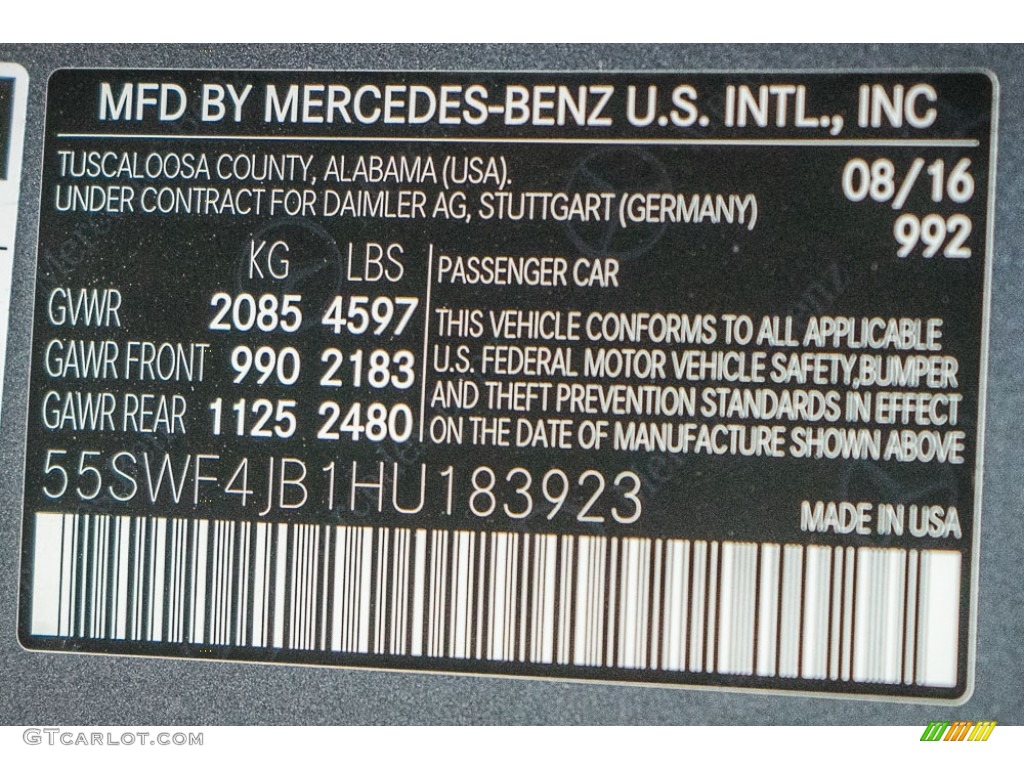 2017 C Color Code 992 for Selenite Grey Metallic Photo #116437401