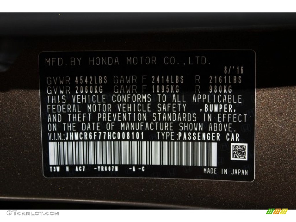 2017 Accord Color Code YR607M for Mandarin Gold Metallic Photo #116441095