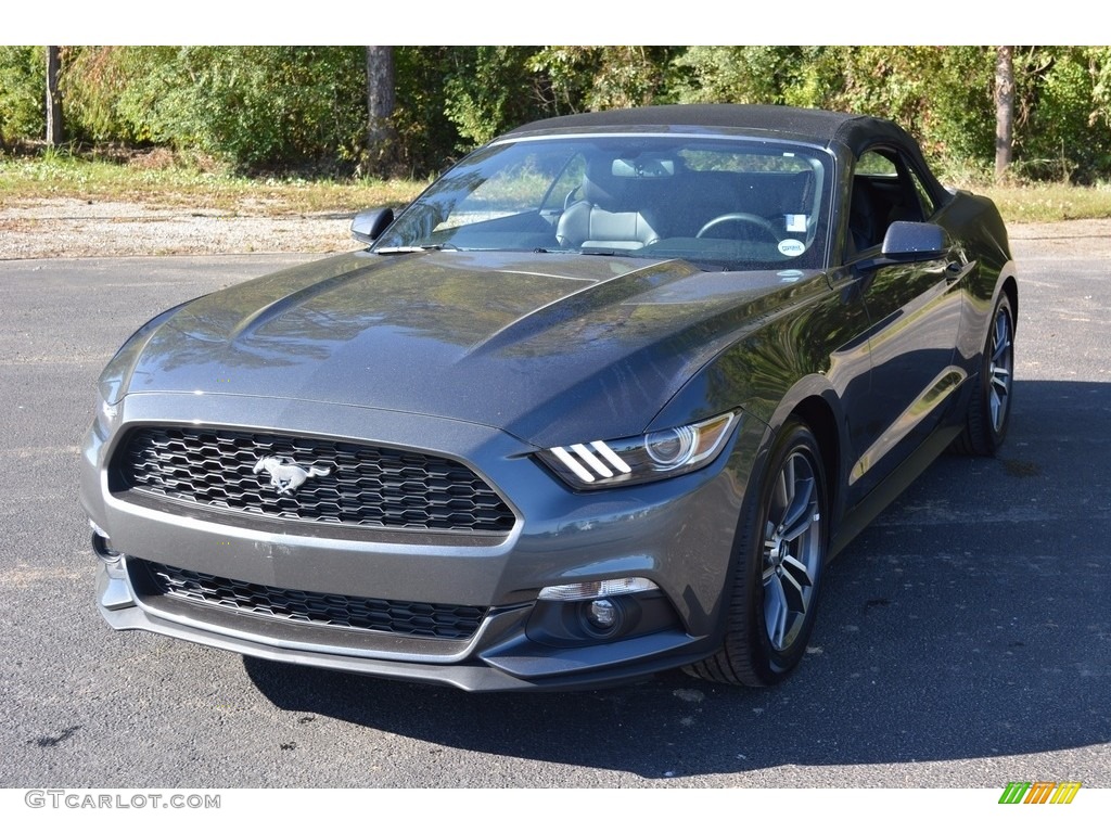 2016 Mustang EcoBoost Premium Convertible - Magnetic Metallic / Ebony photo #8