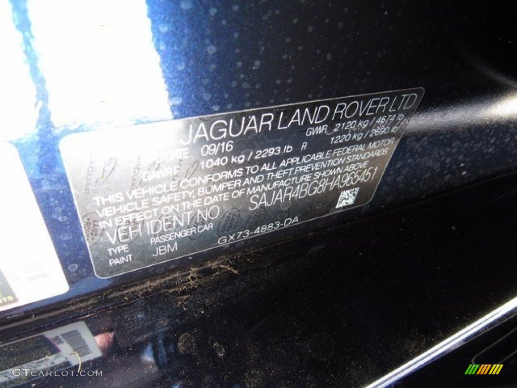 2017 Jaguar XE 25t Color Code Photos