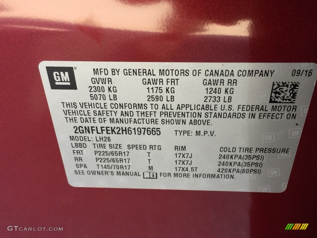 2017 Equinox LT AWD - Siren Red Tintcoat / Jet Black photo #11